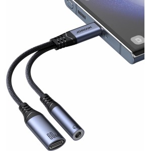 Joyroom SY-C02 2in1 DAC adapter USB-C to USB-C / 3.5 mm mini jack - black (universal)