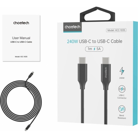 Choetech cable USB-C - USB-C PD3.1 240W 1m black (XCC-1035) (universal)