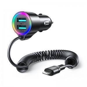 Joyroom 3-in-1 fast car charger with Lightning cable 1.5m 17W black (JR-CL25) (universal)