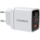 Choetech PD6052 USB-C USB-A PD 35W GaN wall charger with display - white (universal)