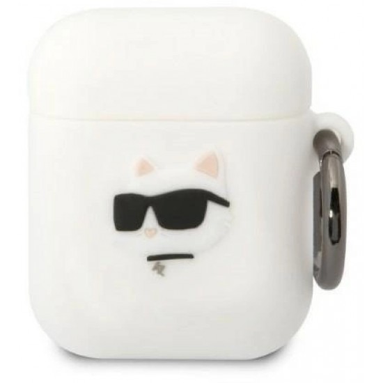 Karl Lagerfeld KLA2RUNCHH AirPods 1/2 cover white/white Silicone Choupette Head 3D (universal)