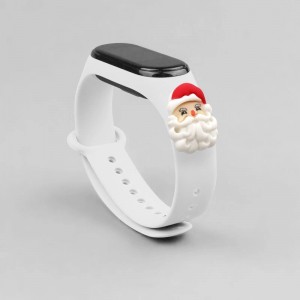 Hurtel Strap Xmas Wristband for Xiaomi Mi Band 4 / Mi Band 3 Christmas Silicone Strap Bracelet White (Santa Claus) (universal)