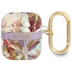 Guess GUA2HHFLU AirPods cover purple/purple Flower Strap Collection (universal)