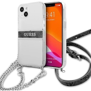 Guess GUHCP13SKC4GBSI iPhone 13 mini 5.4" Transparent hardcase 4G Gray Strap Silver Chain (universal)
