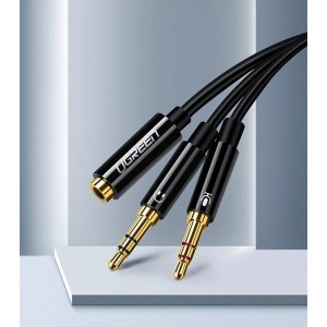 Ugreen AUX splitter cable 3.5 mm mini jack (female) - 2x 3.5 mm mini jack (male - microphone and headphones) black (AV140 20899) (universal)