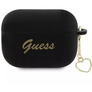 Guess Protective case for headphones Guess GUAP2LSCHSK for Apple AirPods Pro 2 cover black/black Silicone Charm Heart Collection