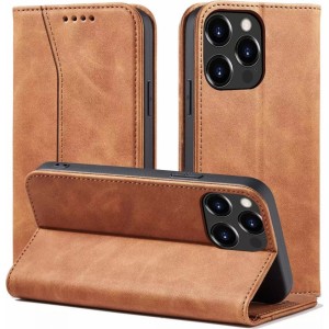 4Kom.pl Magnet Fancy Case case for iPhone 13 Pro Max cover wallet for cards stand brown