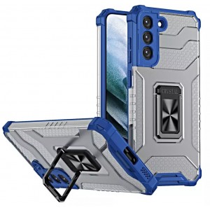 4Kom.pl Crystal Ring Case armored hybrid case cover with magnetic holder for Samsung Galaxy S22 (S22 Plus) blue