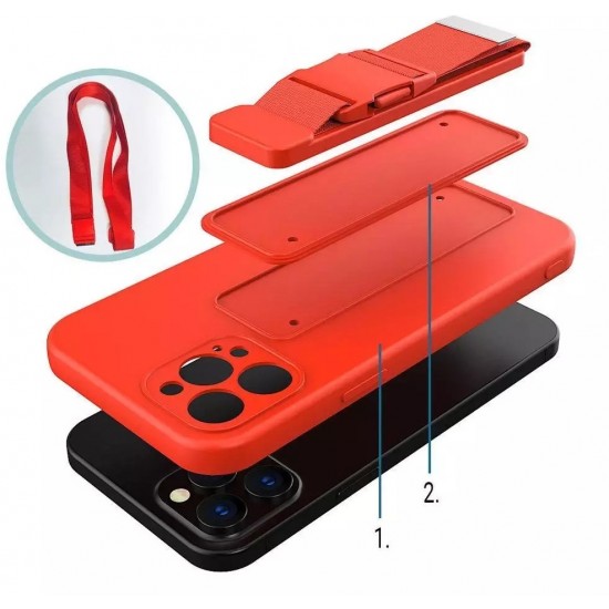 4Kom.pl Rope Case Silicone Case with Lanyard Purse Lanyard Strap for Samsung Galaxy S22 Red