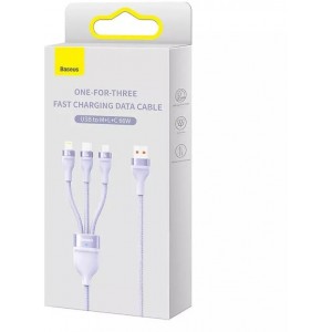 Baseus Flash Series Ⅱ 3in1 Fast Charging Cable USB-A to USB-C / Micro-USB / Lightning 66W 480Mbps 1.2m Purple (universal)