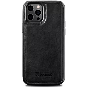 Icarer Leather Oil Wax Genuine Leather Case for iPhone 12 Pro Max black (ALI1206-BK)