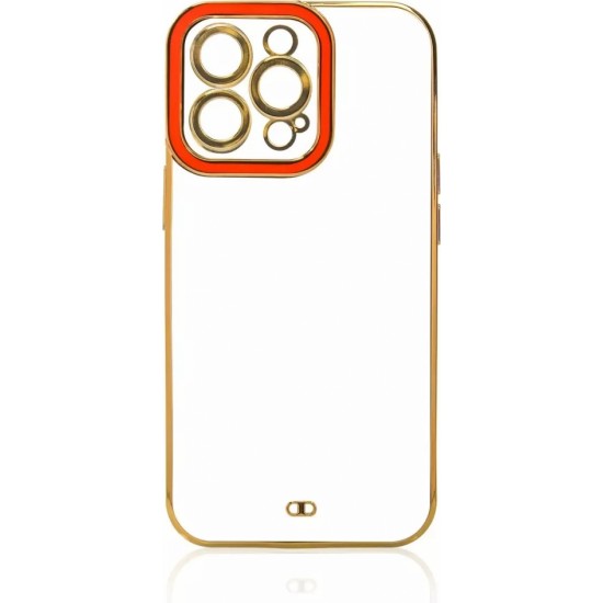 4Kom.pl Fashion Case for iPhone 13 Pro Max gel cover with gold frame red