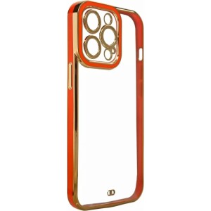 4Kom.pl Fashion Case for iPhone 13 Pro Max gel cover with gold frame red