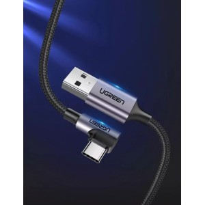Ugreen angled cable USB - USB Type C 2m 3A gray (50942)