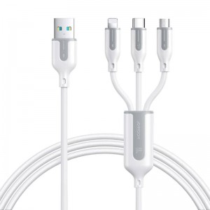 Joyroom USB cable Joyroom S-1T3066A15, 3 in 1, 66W/Cable 1,2m (white)