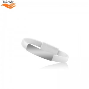 Takeme 2in1 Eleganta Rokassprādze & ātrās uzlādes 2.1A Datu un Uzlādes Micro USB vads (21cm) Balts