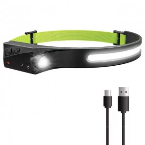 Riff HD2 Sensora LED lukturis ap galvu 350 LM + uzlādes vads Type-C USB Green