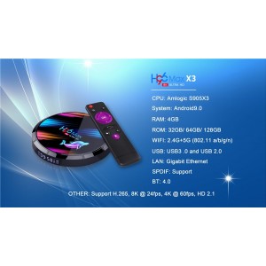 Riff H96 MAX X3 Smart TV kaste Amlogic S905X3 4Gb + 64Gb