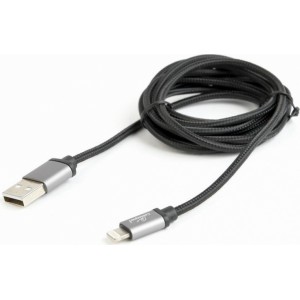 Gembird cotton braided USB Lightning 1.8m Black 8716309101097