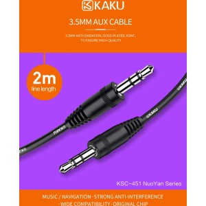 Ikaku KSC-451 Aux Ligzdas 3.5mm spraudnis uz 3.5mm spraudnis Stereo Audio 2m Kabelis/Melns