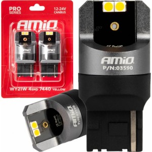 Amio LED CANBUS PRO series 7440 WY21W 4x3030 SMD Yellow 12/24V AMIO-03590