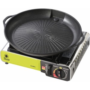 Meva Grill grate and grill pan for a gas camping stove and grill