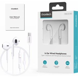 Choetech USB-C In-Ear Headphones 1.2m - White