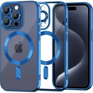 Tech-Protect MagShine Line MagSafe case for iPhone 15 Pro - navy blue