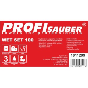 Profi Sauber Cloths in a soaking bucket with a ProfiSauber WET SET 100 dispenser
