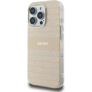 Dkny Repeat Texture Pattern With Stripe iPhone 16 Pro Max Case - Pink