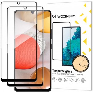 Wozinsky 2x Tempered Glass Full Glue Super Tough Screen Protector Full Coveraged with Frame Case Friendly for Samsung Galaxy A42 5G black (universal)