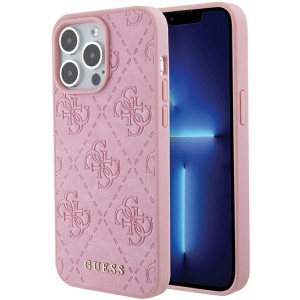 None Guess case for iPhone 15 Pro Max 6,7" GUHCP15XP4EPMP pink hardcase Leather 4G Stamped