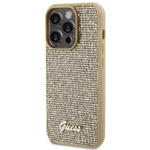 None Guess case for iPhone 15 Pro 6,1" GUHCP15LPMSDGSD gold HC PU Disco Script Metal