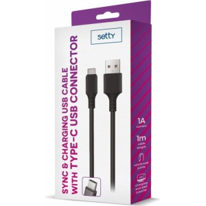 None Setty cable USB - USB-C 1,0 m 2A black NEW