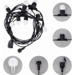 Telforceone Light Garland 12m +10 Bulbs G45 2W white IP65