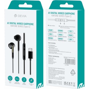 None Devia wired earphones Kintone A1 Digital USB-C black