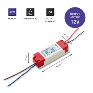 Qoltec LED power supply IP20| 24W | 12V | 2A