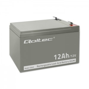 Qoltec AGM battery | 12V | 12Ah | Maintenance-free | Efficient| LongLife | for UPS, security