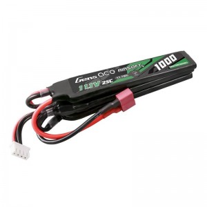 Gens Ace 25C 1000mAh 3S1P 11.1V Nunchuck 3X Airsoft Gun Lipo Battery with T Plug