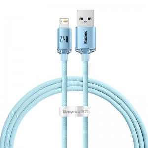 Baseus Kabel USB do iP Baseus Crystal Shine, 2.4A, 1.2m (niebieski)