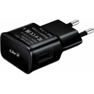 Ilike ITC01 USB 1A Ligzdas Universāls lādētājs visām mobīlajām un Mājas elektronikas ierīcēm 4.7-5.2V Melns