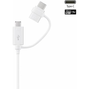 Samsung EP-DG930DWE USB 2in1 Cable Type-C & Micro USB Datu un Uzlādes Kabelis 1.5m Balts (OEM)