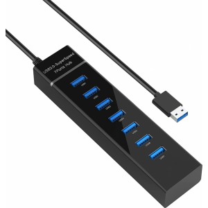 Riff HUB307 Сверхскоростной адаптер USB 3.0 на 7 портов USB 3.0 с разъемом питания постоянного тока DC5V (1,2м)
