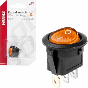 Amio Round switch with Yellow Light 12/24V max 20A ON/OFF