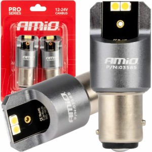 Amio LED CANBUS PRO series BAY15D P21/5W 4x3030 SMD White 12/24V AMIO-03585