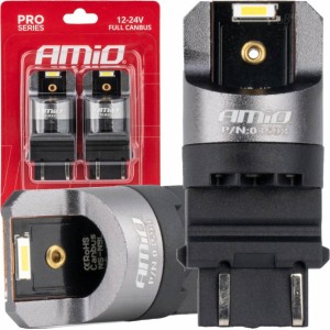 Amio LED CANBUS PRO series P27/7W 2x3157 SMD White 12V 24V AMIO-03598