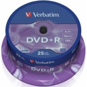 Verbatim Matricas DVD+R AZO4.7GB 16x 25 Pack, Spindle