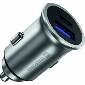 Swissten 36W Mеталл Автомобильное зарядное устройство c USB-C + Quick Charge 3.0 Для мобильных телефонов и планшетов