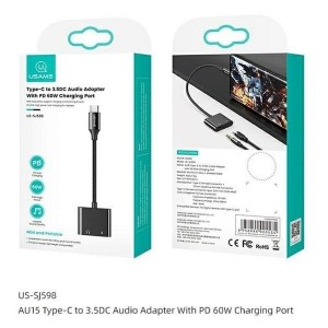 Usams AU15 USB-C - jack 3.5m DAC + USB-C PD Adapteris 60W