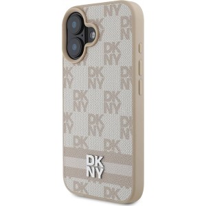 Dkny Checkered Pattern & Printed Stripes iPhone 16 Case - Pink